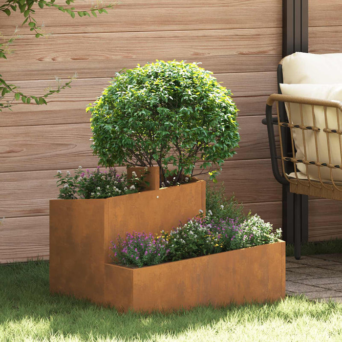 Garden Planter Brown 60 X 60 X 50 Cm Weathering Steel Nitpii