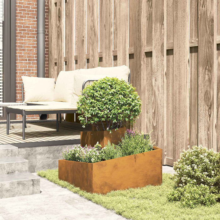 Garden Planter Brown 60 X 60 X 50 Cm Weathering Steel Nitpii