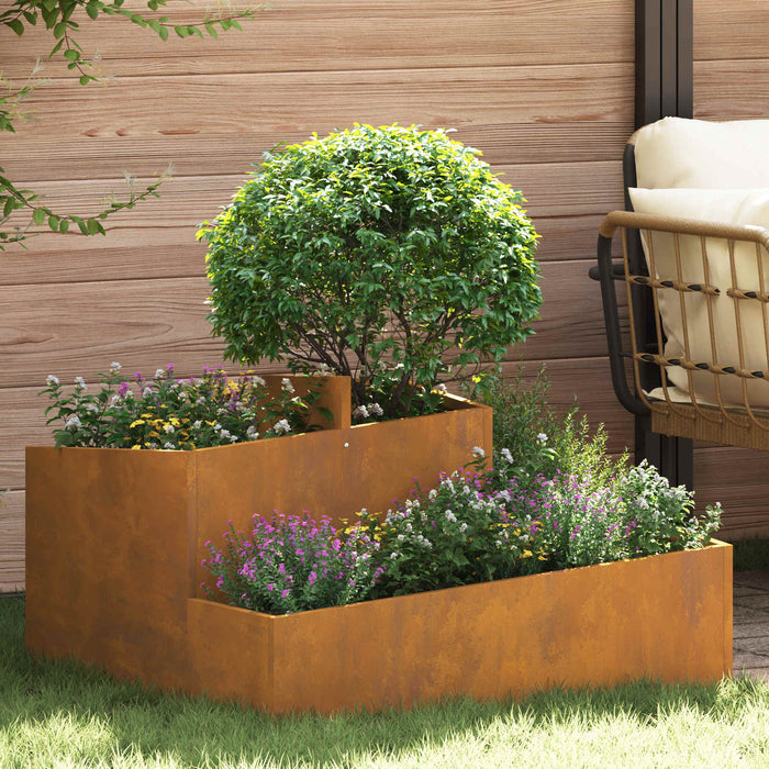 Garden Planter Brown 80 X 80 X 50 Cm Weathering Steel Nitpna