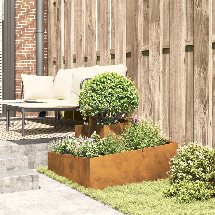 Garden Planter Brown 80 X 80 X 50 Cm Weathering Steel Nitpna