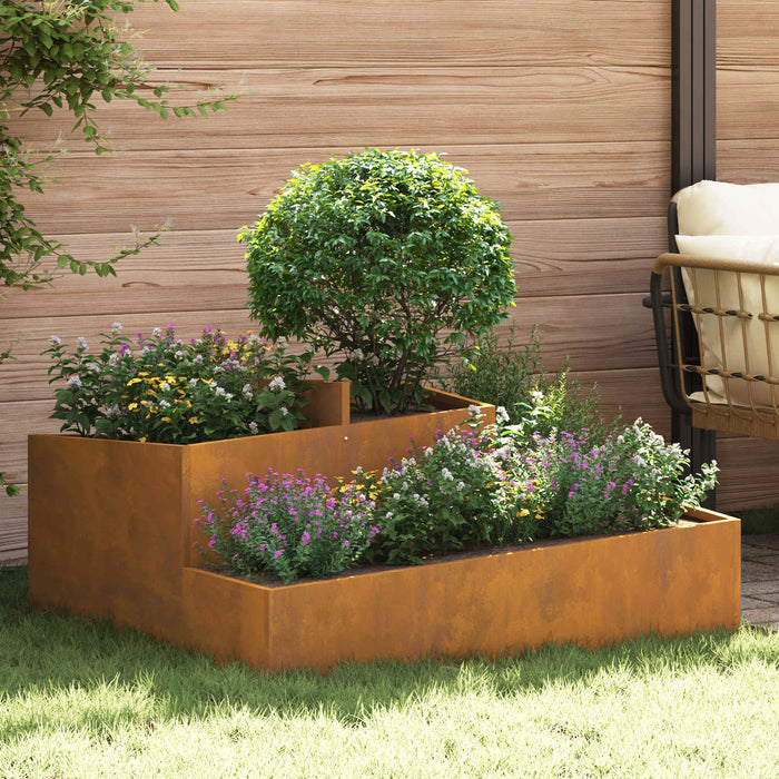 Garden Planter Brown 100 X 100 X 50 Cm Weathering Steel Nitpko