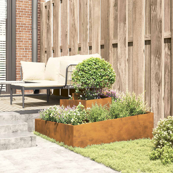 Garden Planter Brown 100 X 100 X 50 Cm Weathering Steel Nitpko