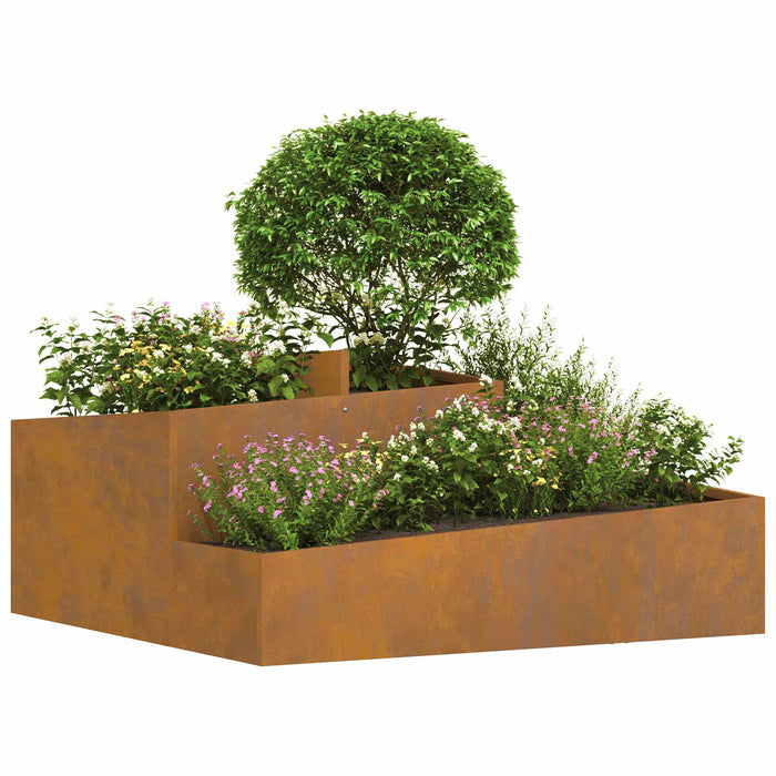 Garden Planter Brown 100 X 100 X 50 Cm Weathering Steel Nitpko