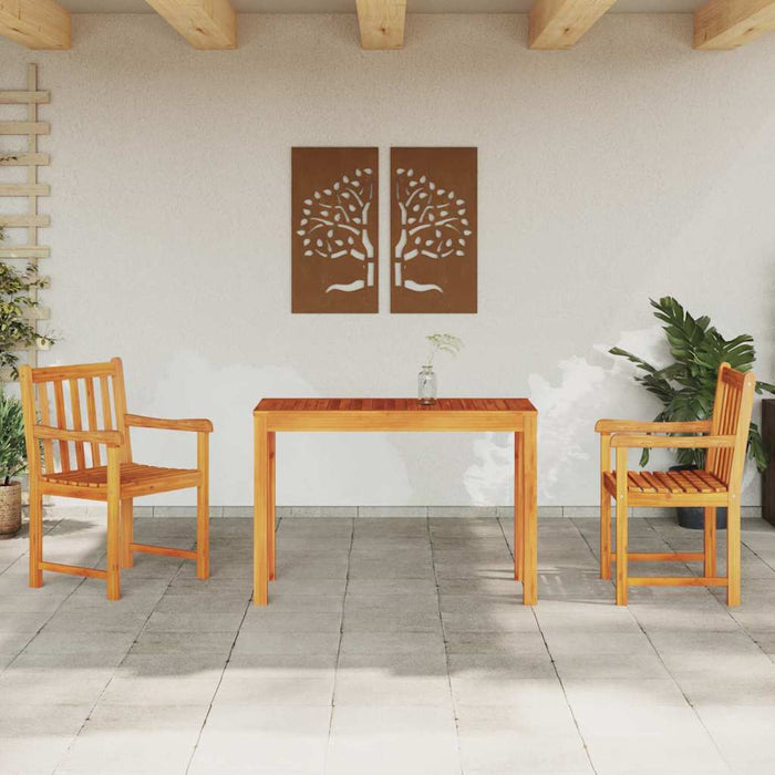 Garden Dining Set 3 Pcs Brown Solid Acacia Wood Ttipltl