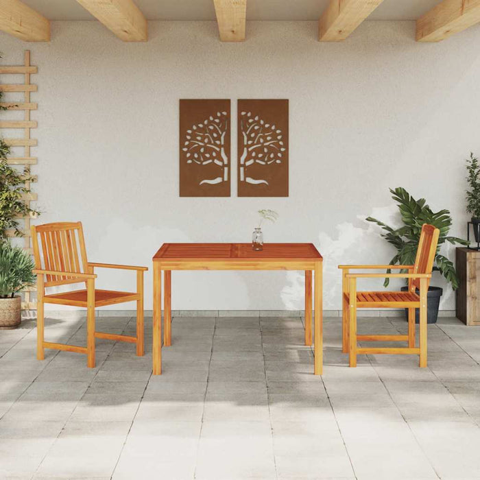 Garden Dining Set 3 Pcs Brown Solid Acacia Wood Ttiplna