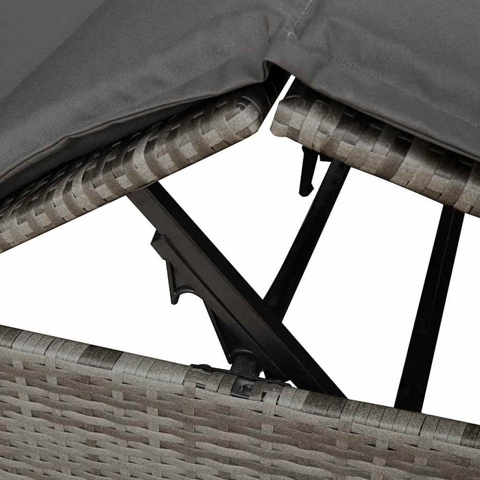 Double Sun Lounger With Roof And Curtains With Curtains Adjustable Grey Ttiloxk