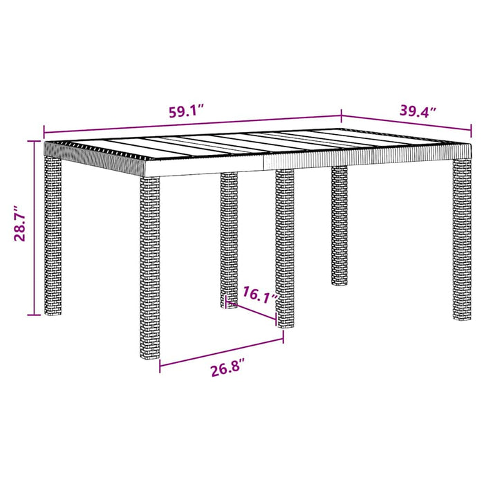 Garden Table Anthracite 150X100X73 Cm Poly Rattan Niolna