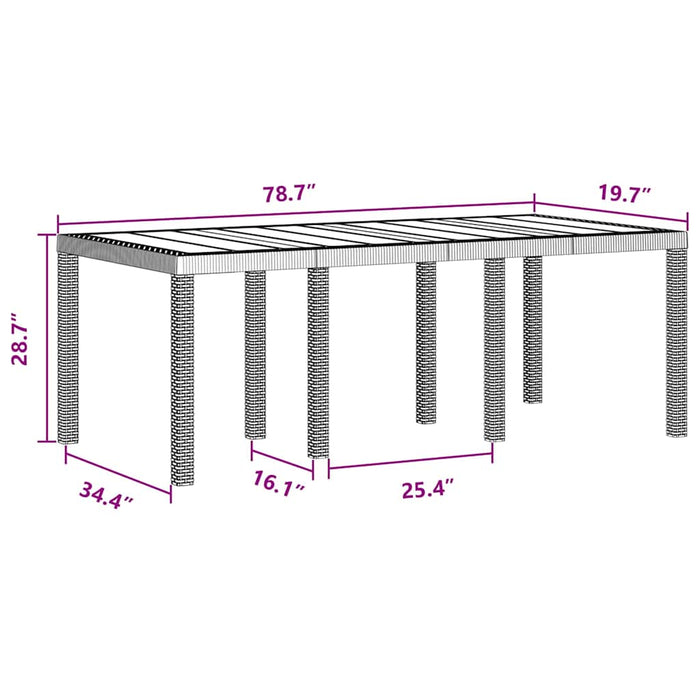 Garden Table Anthracite 200X100X73 Cm Poly Rattan Niolnn