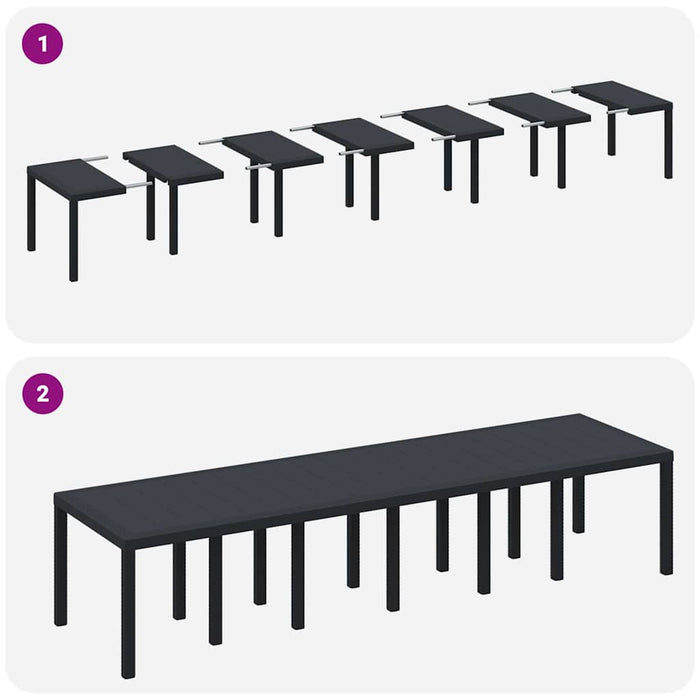 Garden Table Anthracite 350 X 100 X 73 Cm Poly Rattan Ttinpxa