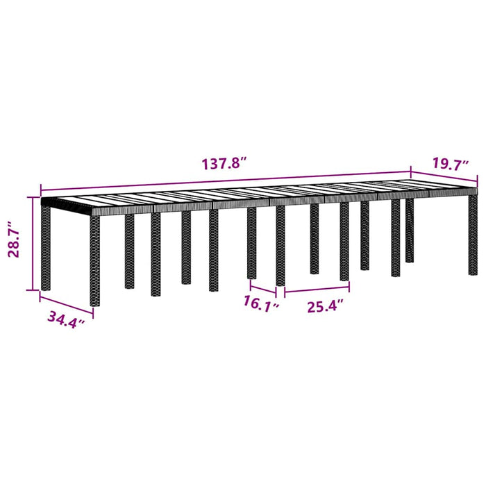Garden Table Anthracite 350 X 100 X 73 Cm Poly Rattan Ttinpxa