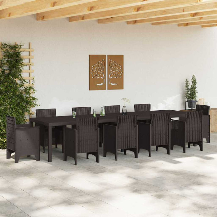 Garden Table Brown 350 X 100 X 73 Cm Poly Rattan Ttinpxp