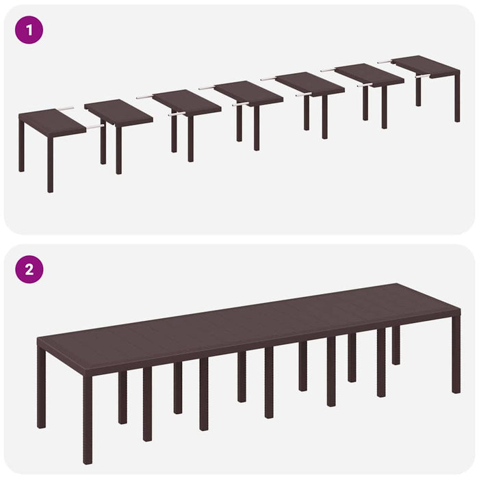 Garden Table Brown 350 X 100 X 73 Cm Poly Rattan Ttinpxp