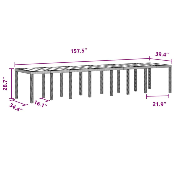 Garden Table Brown 400 X 100 X 73 Cm Poly Rattan Ttinpxk