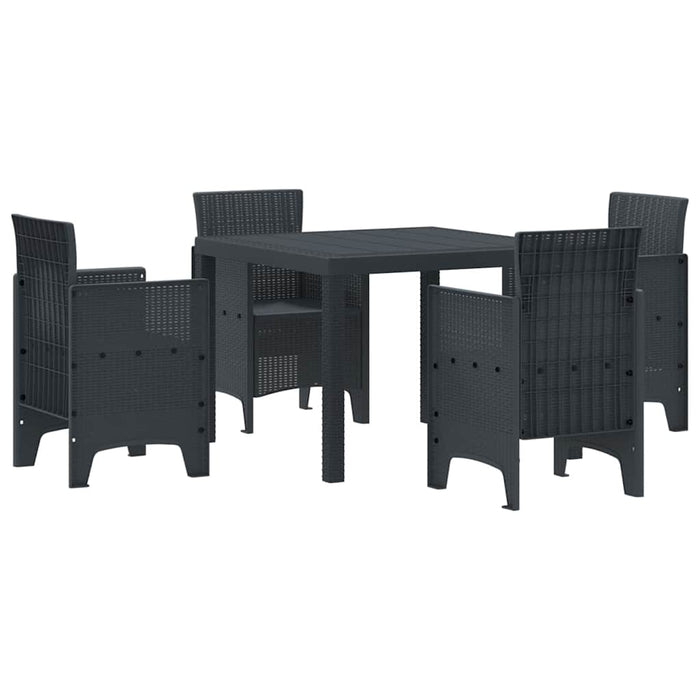 Garden Dining Set 5 Pcs Anthracite Polt Rattan Ttinptx