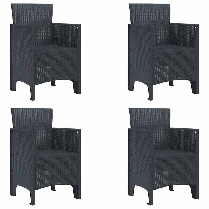 Garden Dining Set 5 Pcs Anthracite Polt Rattan Ttinptx