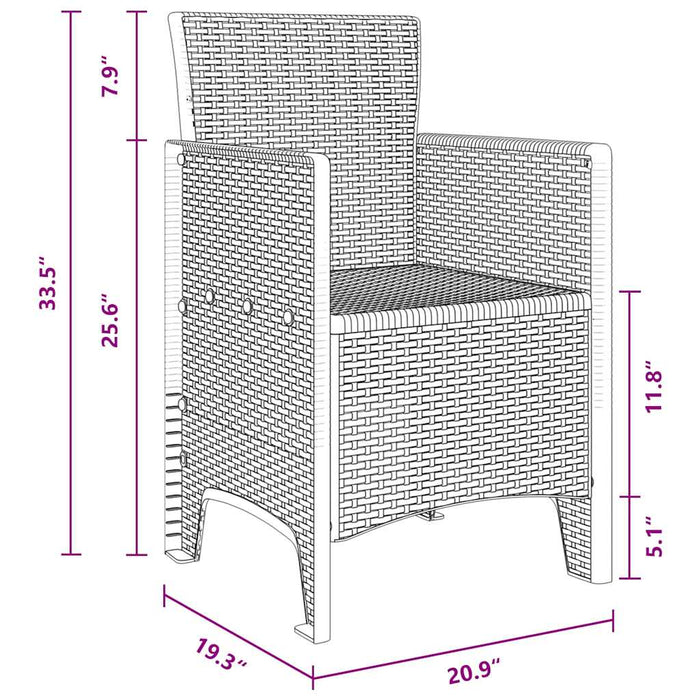 Garden Dining Set 5 Pcs Anthracite Polt Rattan Ttinptx
