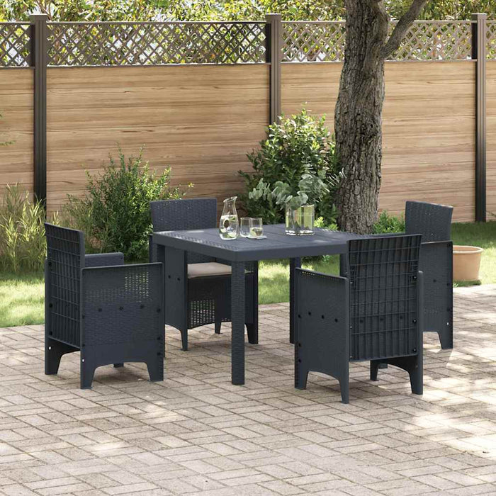 Garden Dining Set 5 Pcs Anthracite Polt Rattan Ttinptt