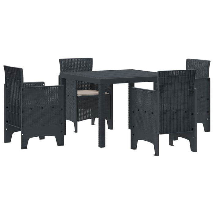 Garden Dining Set 5 Pcs Anthracite Polt Rattan Ttinptt