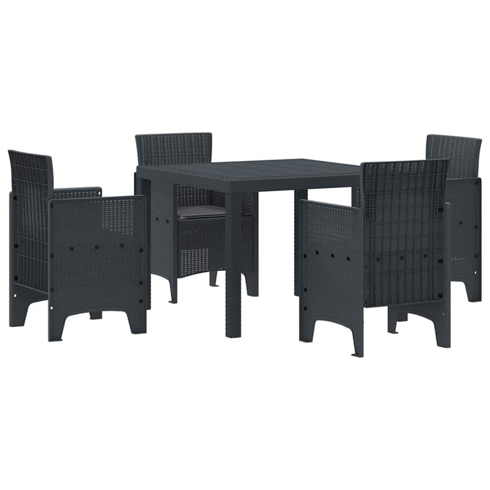 Garden Dining Set 5 Pcs Anthracite Polt Rattan Ttinptp