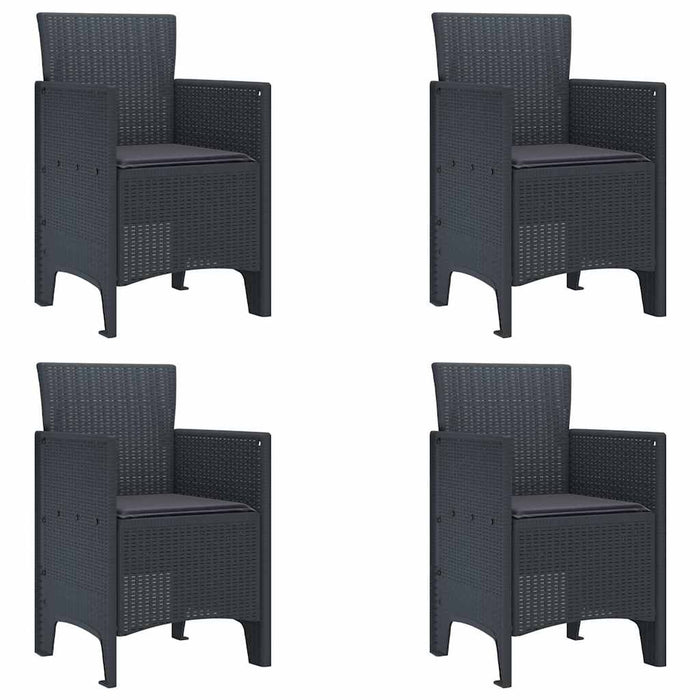Garden Dining Set 5 Pcs Anthracite Polt Rattan Ttinptp