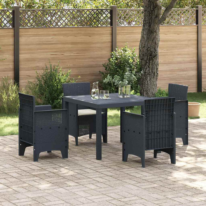 Garden Dining Set 5 Pcs Anthracite Polt Rattan Ttinptl