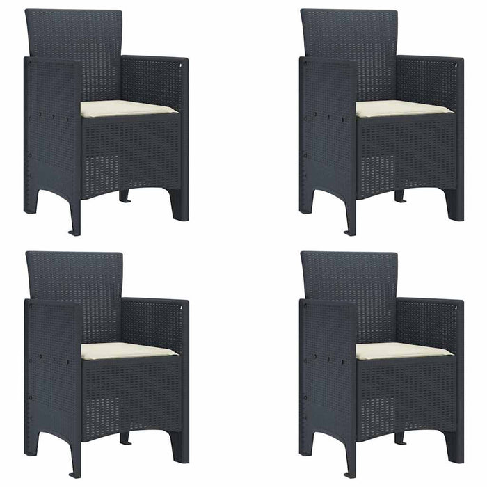 Garden Dining Set 5 Pcs Anthracite Polt Rattan Ttinptl