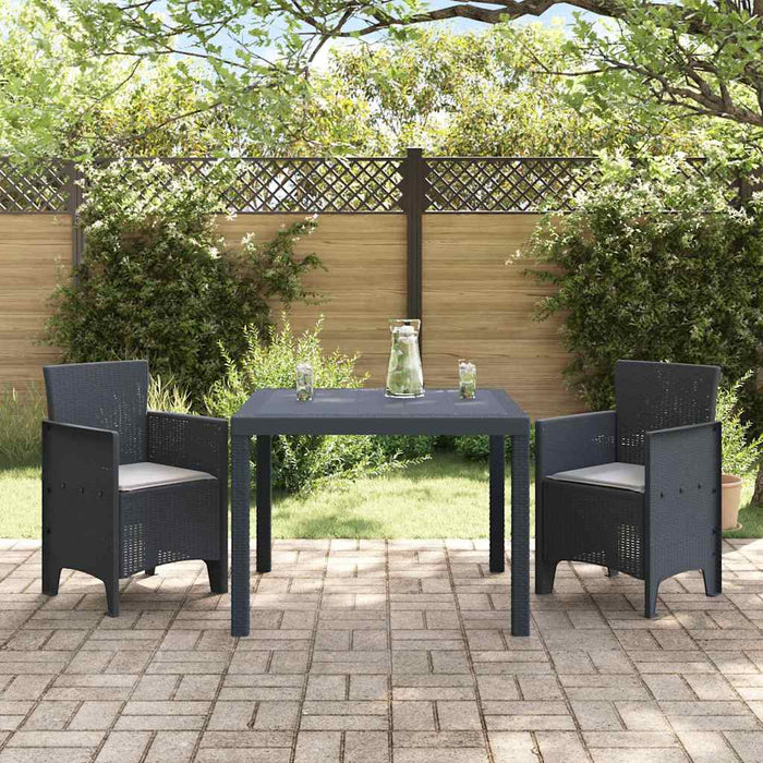 Garden Dining Set 3 Pcs Anthracite Polt Rattan Ttinlia