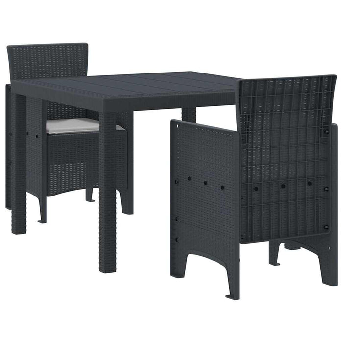 Garden Dining Set 3 Pcs Anthracite Polt Rattan Ttinlia