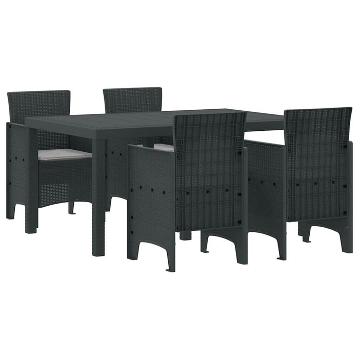 Garden Dining Set 5 Pcs Anthracite Polt Rattan Ttinlka