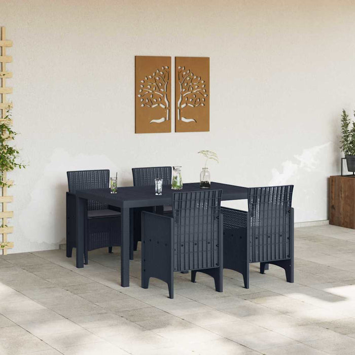 Garden Dining Set 5 Pcs Anthracite Polt Rattan Ttinlkp