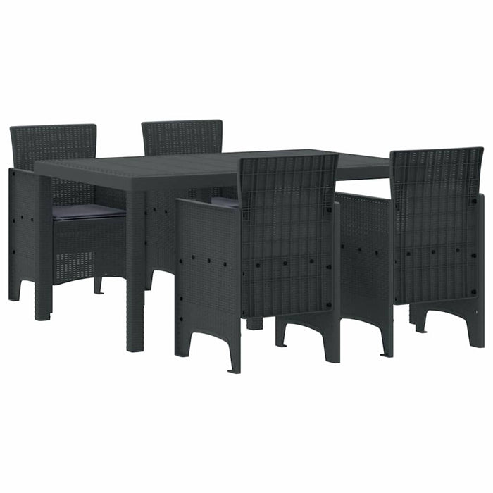 Garden Dining Set 5 Pcs Anthracite Polt Rattan Ttinlkp