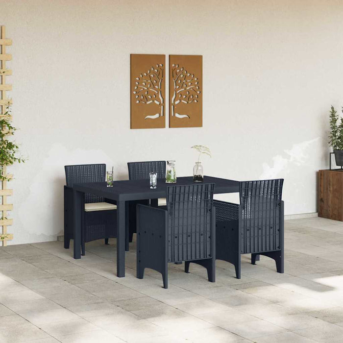 Garden Dining Set 5 Pcs Anthracite Polt Rattan Ttinlkl