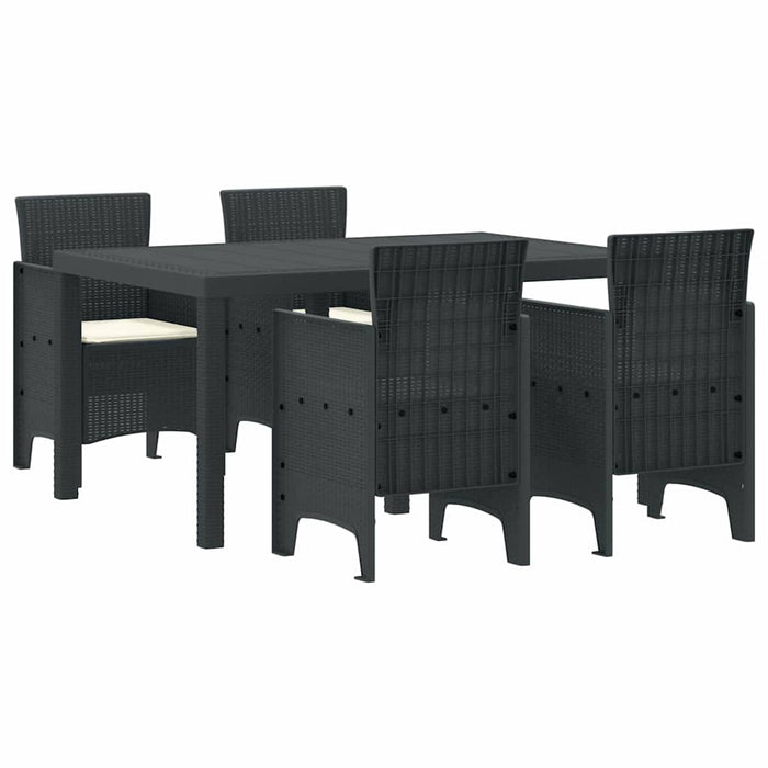 Garden Dining Set 5 Pcs Anthracite Polt Rattan Ttinlkl