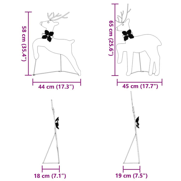 Led Reindeers 2 Pcs Cold White 45 X 19 X 65 Cm Fabric Axboxknk