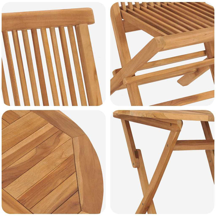 Garden Dining Set 3 Pcs Brown Solid Teak Wood Ttnpklo