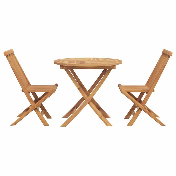 Garden Dining Set 3 Pcs Brown Solid Teak Wood Ttnpklo