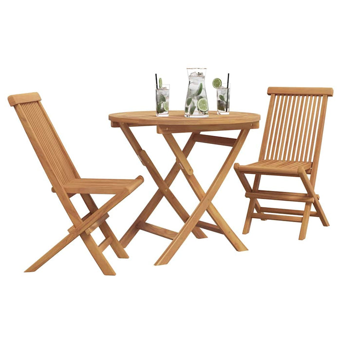 Garden Dining Set 3 Pcs Brown Solid Teak Wood Ttnpklo