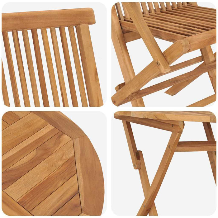 Garden Dining Set 3 Pcs Brown Solid Teak Wood Ttnpkla