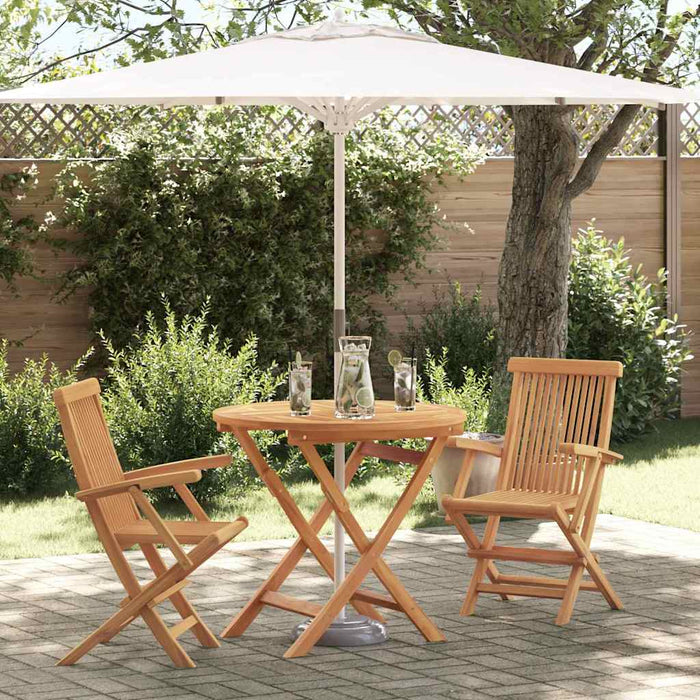 Garden Dining Set 3 Pcs Brown Solid Teak Wood Ttnpkla