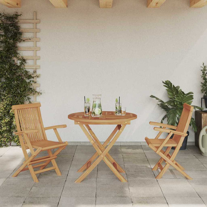 Garden Dining Set 3 Pcs Brown Solid Teak Wood Ttnpkla