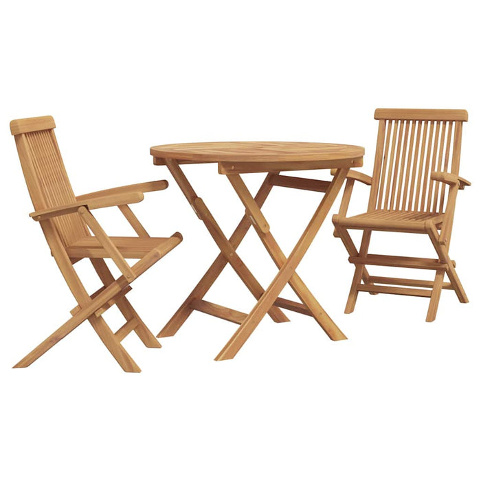 Garden Dining Set 3 Pcs Brown Solid Teak Wood Ttnpkla