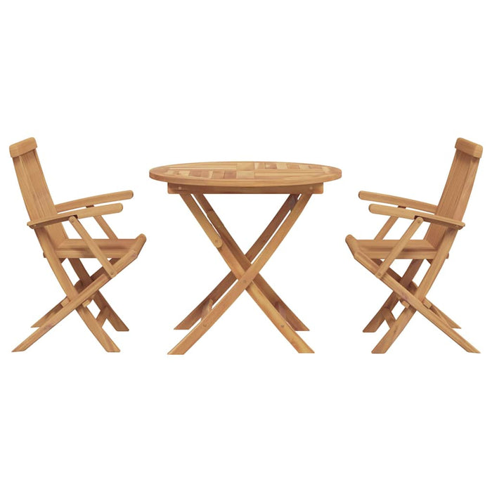 Garden Dining Set 3 Pcs Brown Solid Teak Wood Ttnpkla