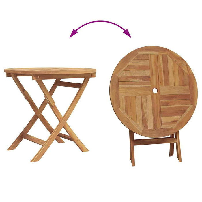 Garden Dining Set 3 Pcs Brown Solid Teak Wood Ttnpkla