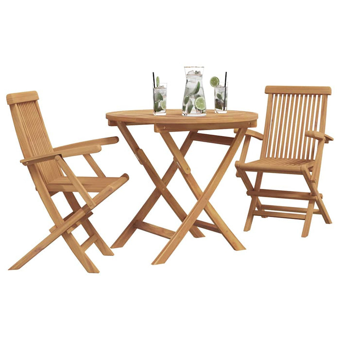 Garden Dining Set 3 Pcs Brown Solid Teak Wood Ttnpkla