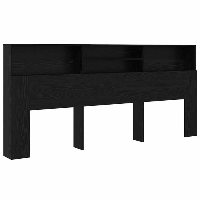 Headboard Cabinet Black Oak 220 X 19 X 101.5 Cm Engineered Wood Nikaak