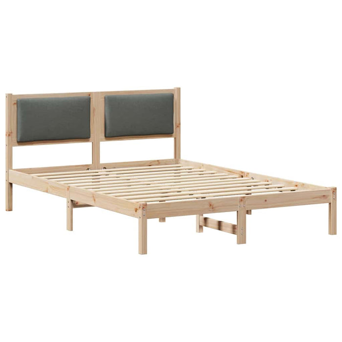 Queen Size Bed Frame With Headboard Dark Grey 150 X 200 Cm Solid Pine Wood Ninoob
