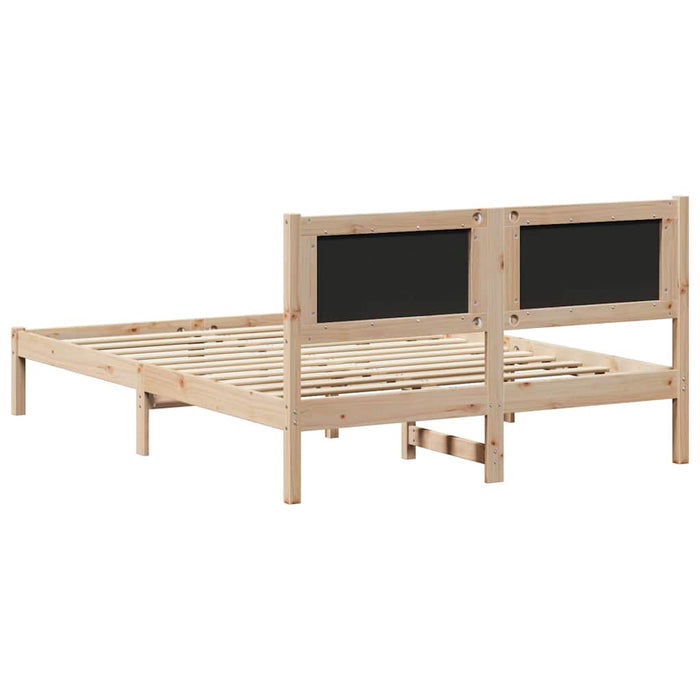 Queen Size Bed Frame With Headboard Dark Grey 150 X 200 Cm Solid Pine Wood Ninoob