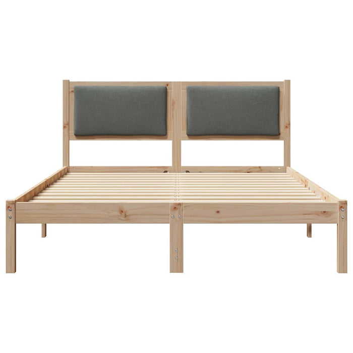 Queen Size Bed Frame With Headboard Dark Grey 150 X 200 Cm Solid Pine Wood Ninoob