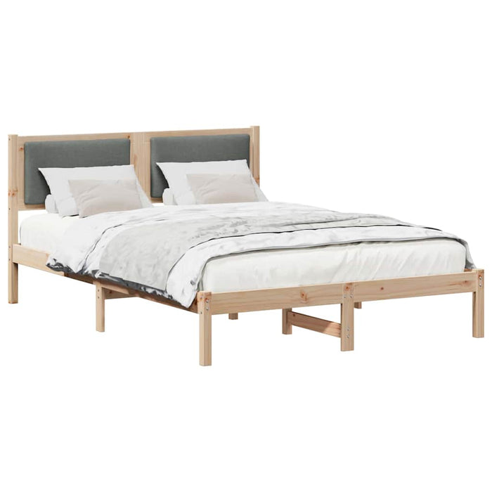 Queen Size Bed Frame With Headboard Dark Grey 150 X 200 Cm Solid Pine Wood Ninoob