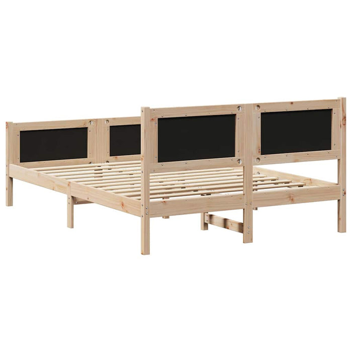 Double Size Bed Frame Brown And Dark Grey 135 X 190 Cm Solid Pine Wood Ninanb